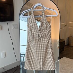 Zara Gingham Halter Dress